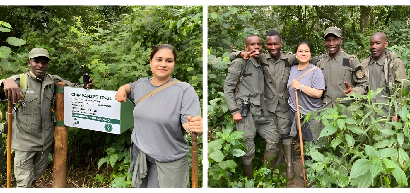 Tuhina on the Chimpanzee trail with some of the rangers and guides.