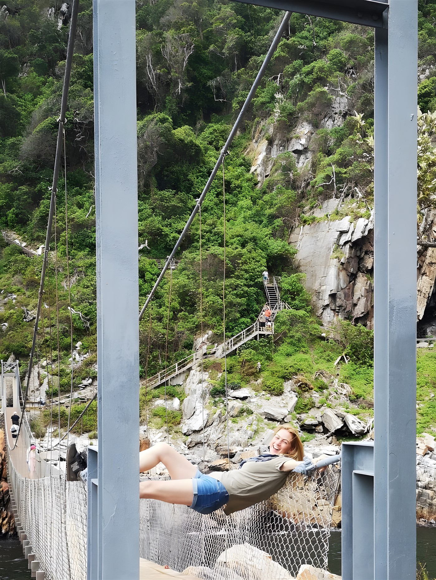 'Just chilling' on the suspension bridge in Tsitsikamma