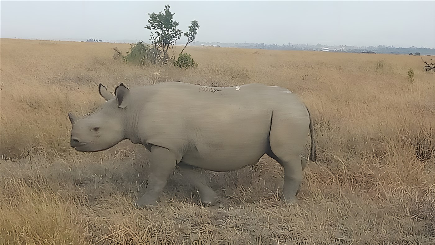 A rhino on the plains