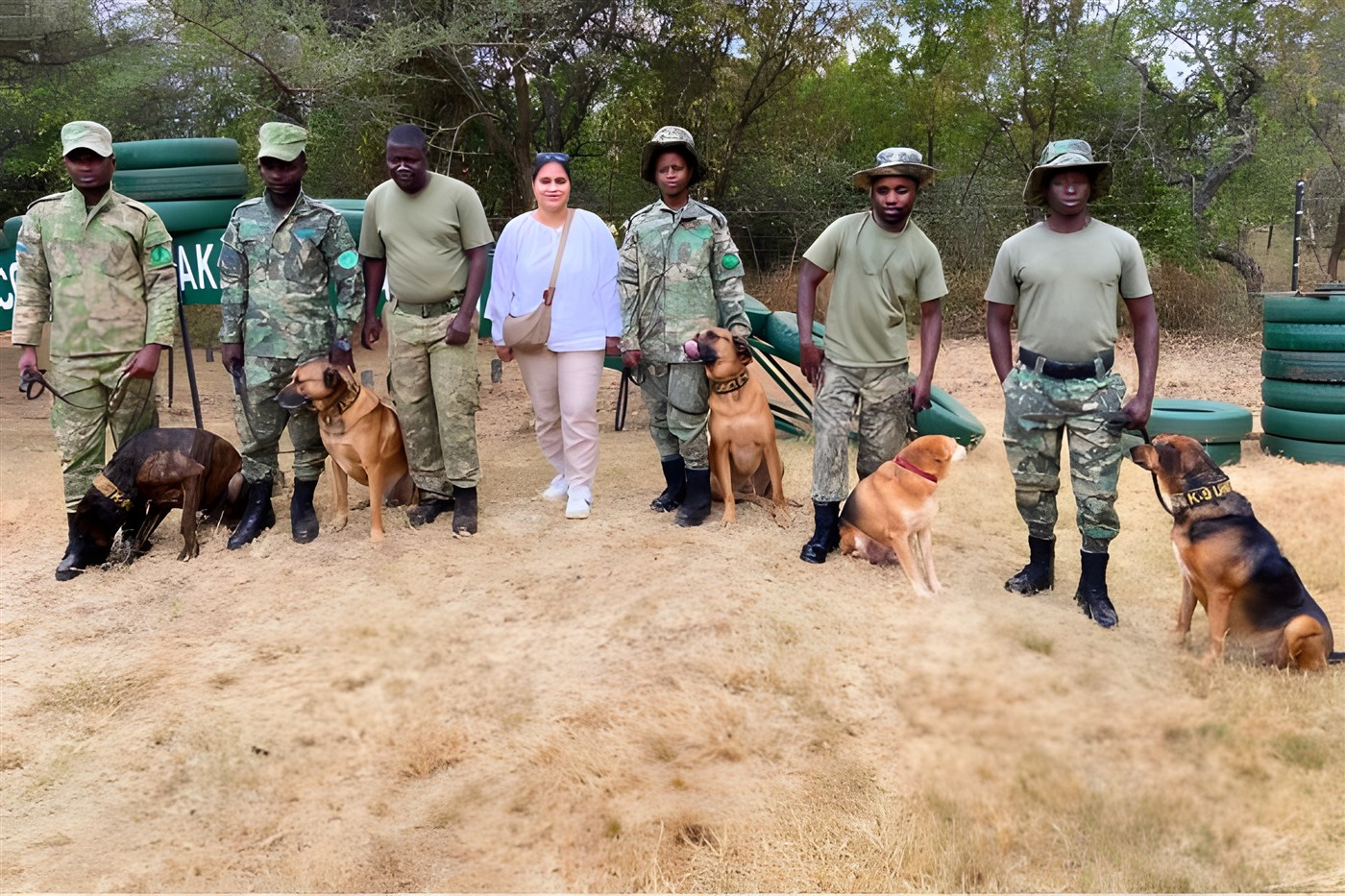 Tuhina with the K9 Anti-Poaching Rangers at Akagera National Park.