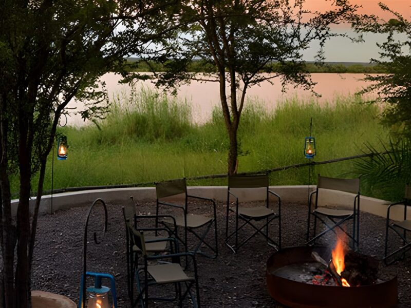 Campfire at sunset