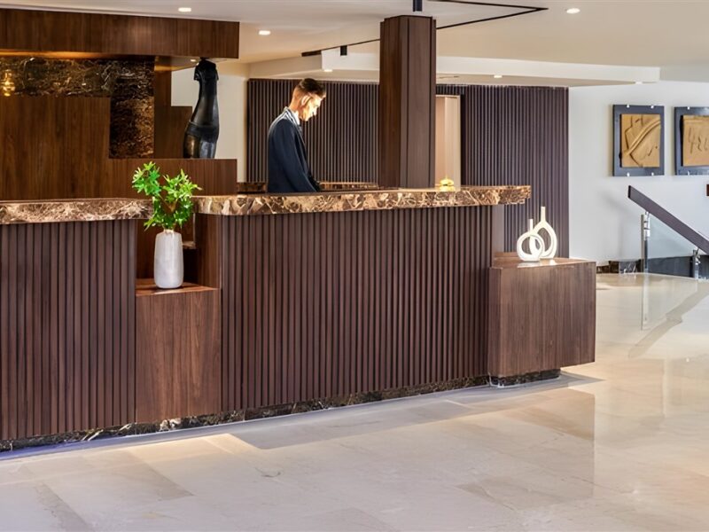 Reception desk in lobby