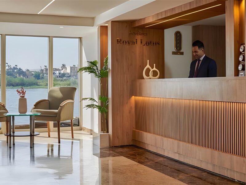Reception desk in lobby
