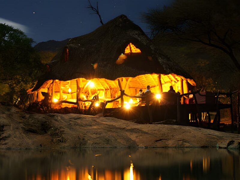 Hut at night