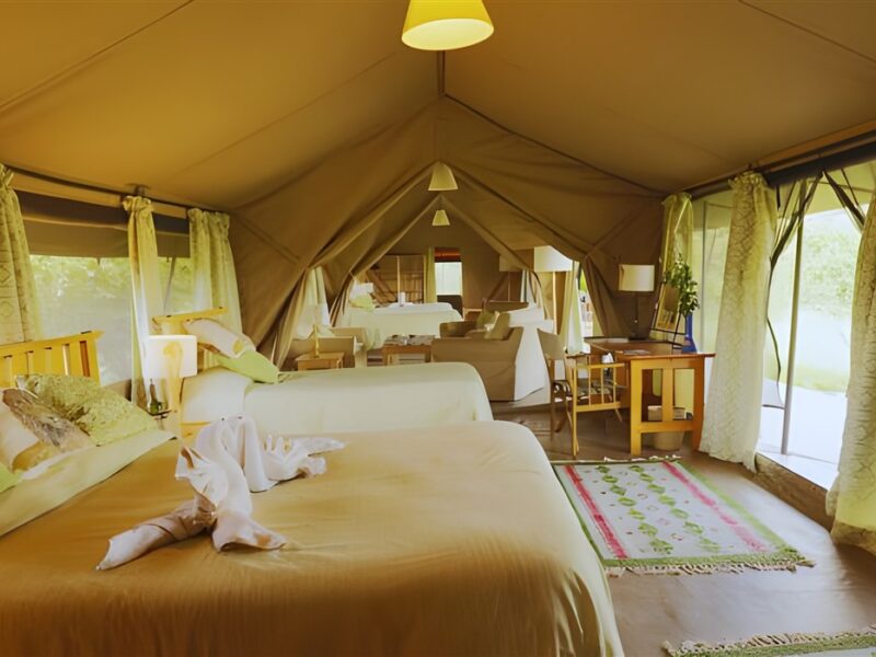 Interior view of family tent.