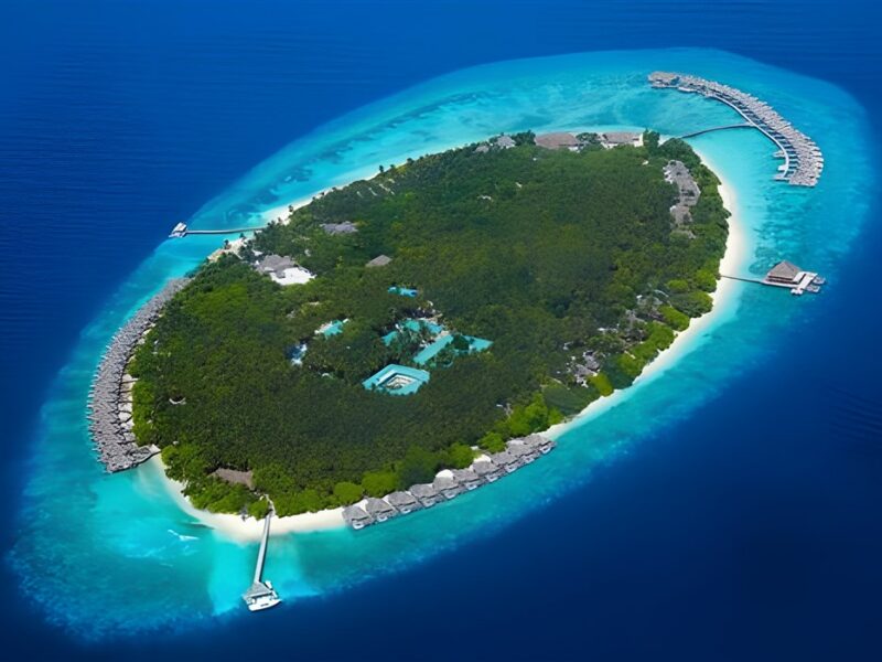 Aerial shot of the island