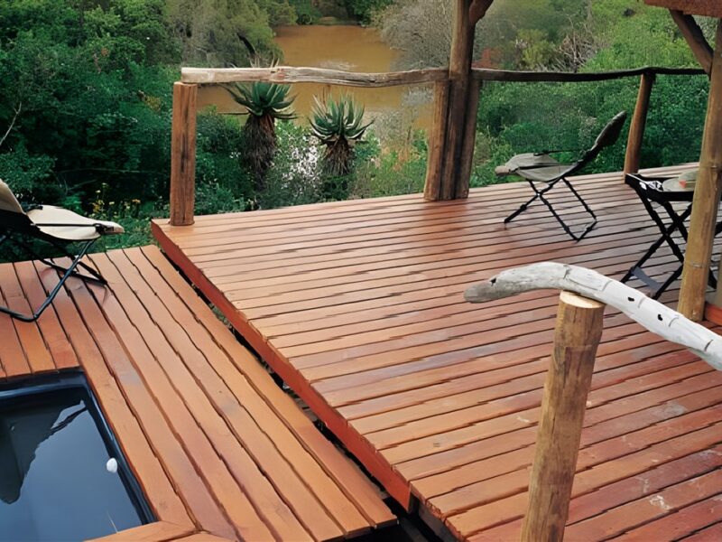Guest tent deck and pool