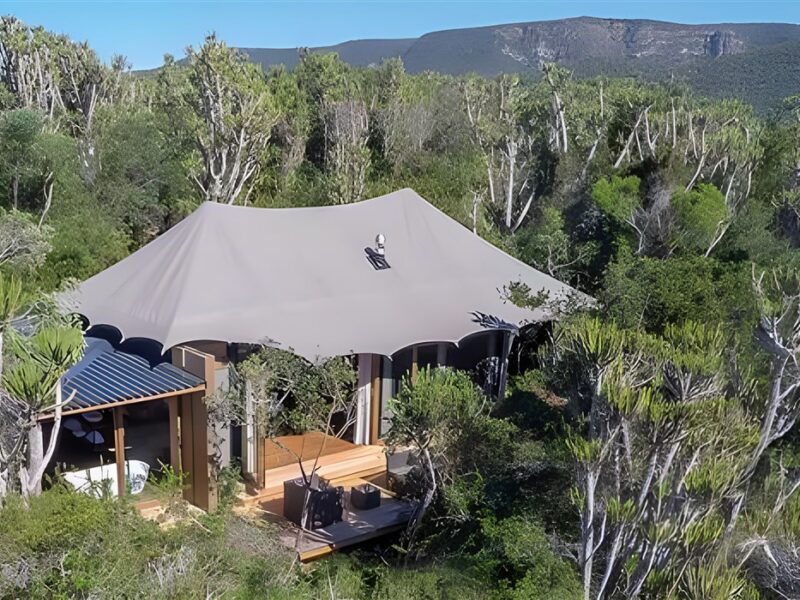 Aerial view of tented suite