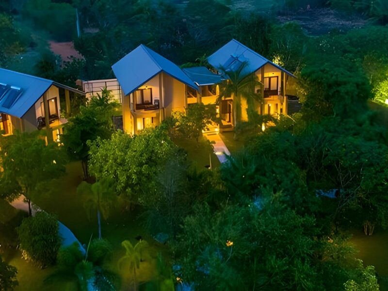 Aerial view of chalets
