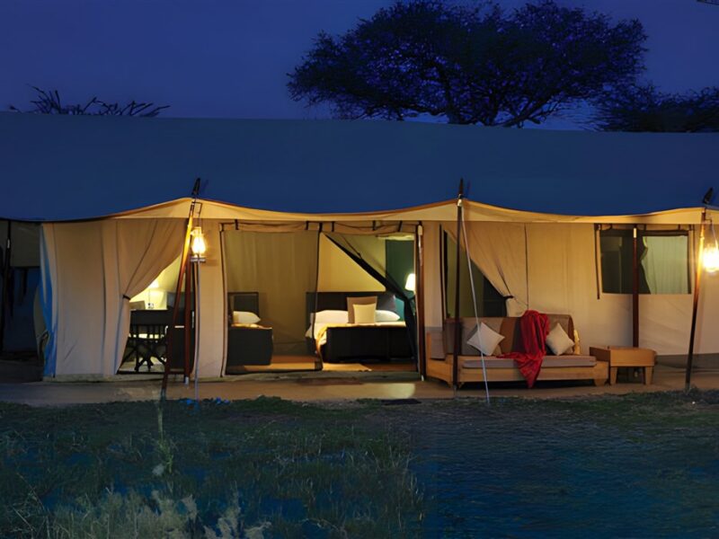 Guest tent at night