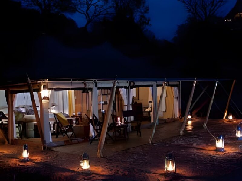 Guest tent at night