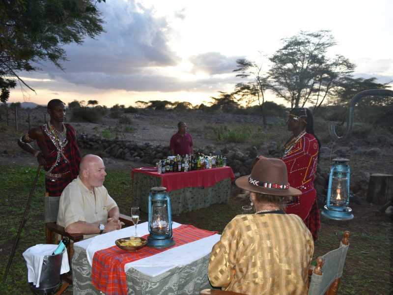 Amboseli Sundowner while staying at Amboseli Serena Safari Lodge